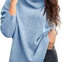 UNCLECAT Women's Oversized Turtleneck Sweaters Winter Long Sleeve Pullover (Blue, M)