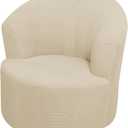 SZJIAHTM Round Club Swivel Barrel Chair Cover Modern Accent Round Club Armchair Slipcover Soft Stretch Chair Covers for Living Room (Beige)