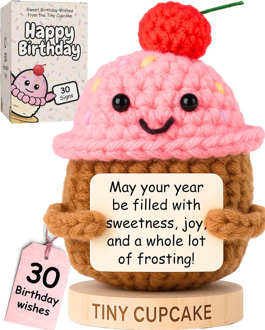 Happy Birthday Gifts for Women - Cute Cupcake Crochet with 30 Sweet Happy Birthday Cards to Melt Her Heart | Funny Gift for Women, BFF, Best Friends, Coworkers, 16th/21st/30th Bday Present or Her