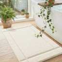 Color&Geometry Ultra Soft Bathroom Rug Non Slip with Rubber Backing, Absorbent Washable Bath Mat, Quick Dry, Premium Microfiber Plush Mat for Bathtub and Shower Floor,Beige,16"x24"