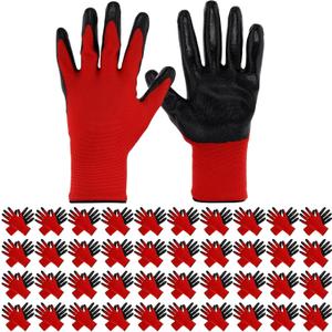 48 Pack Gardening Gloves Bulk for Men Women, Breathable Nitrile Rubber Coated Garden Gloves Dipped Gripping Work Gloves for Construction, Gardening