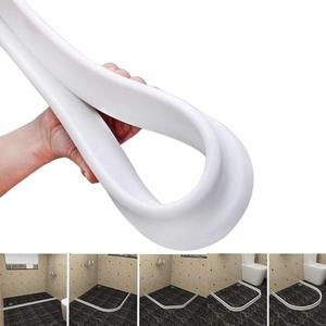 Silicone Wet Room Bathroom Floor Seal Screen Door Seal Strip Shower Dam Prevents Overflow of Water | Waterproof Self-Adhesive and Bendable Waterproof Strip for Wet and Dry Separation (White-59 inch)