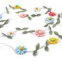Janinka 1 Pcs Wool Felt Daisy Banner Garland Daisy Decorations Wildflower Garland Birthday Decorations for Wedding Birthday Supplies Wall Decor(Groovy Color)