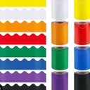 Zhanmai 590ft Classroom Bulletin Board Borders Sets, 12 Rolls Borders for Bulletin Board Scalloped Trims Decoration for Fall School Office Chalkboard Whiteboard Poster Decor(Rainbow Color)