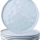 LERATIO Ceramic Plates,8.0 inch Salad Plates Set of 6,Handmade Porcelain Plates for kitchen with Wavy Edge,Microwave & Oven& Dishwashes Safe,Light weight & Scratch Resistant Dishes Light Blue