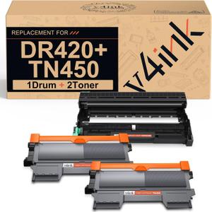 v4ink 3PK Compatible TN450 Toner and DR420 Drum Replacement for Brother TN450 TN420 Toner Cartridge DR420 Drum Set Black for HL-2270dw HL-2280dw HL-2230 HL-2240d MFC-7240 MFC-7360n MFC-7860dw Printer