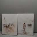 2Pcs Framed Jesus Wall Art Christian Bible Canvas Wall Decor God Poster Minimalist Boho Home Pictures Posters Prints Religious Paintings Room Bedroom Church Decorations Ready to Hang 12x16Inch (white)