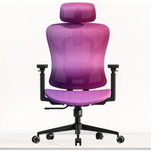Ergonomic Mesh Office Chair, Gradient Purple Desk Chair with 3D Armrests, Adaptive Thoracic Support, 3D Lumbar Support & Adjustable Headrest, high Back Home Swivel Computer Chair with Tilt Function, 31.5 inches x 31.5 inches x 47 inches