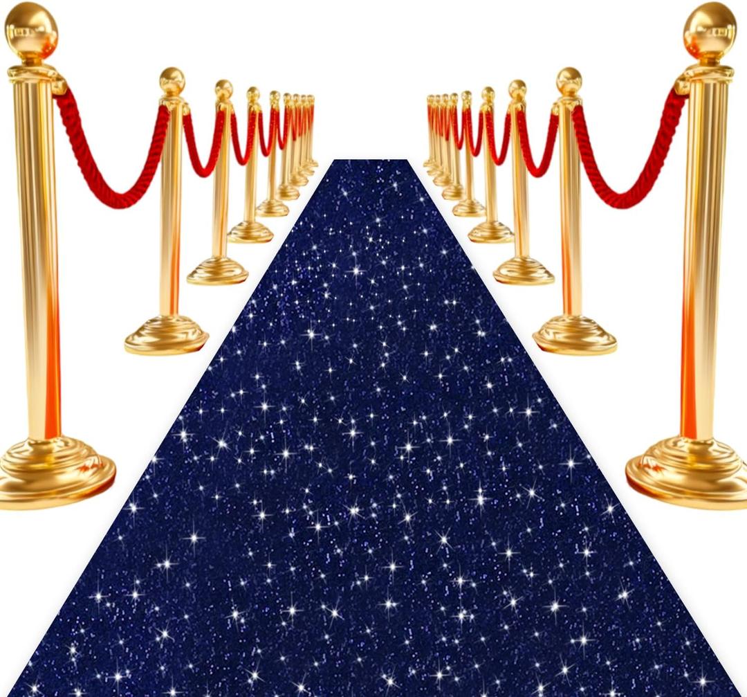 Glitter Aisle Runner for Wedding Ceremony Navy Blue Aisle Runner 4ftx20ft Event Carpet Aisle Runners Sequin Aisles Runner Shimmer Carpet Runners for Party Baby Shower Bridal Reception Decor