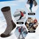 Senker Fashion Merino Wool Socks for Men Women, Hiking Thermal Warm Thick Crew Sock for Winter Outdoors Work 3 Pairs (Medium, Black Brown Grey)