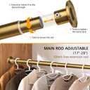 Closet Rods For Hanging Clothes, 17-28 Inch Adjustable Closet Rod, Stainless Steel Heavy Duty Closet Hanging Rod-Gold