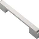 Alzassbg 6 Pack Brushed Satin Nickel Cabinet Pulls, 5 Inch(128mm) Hole Centers Kitchen Hardware Cabinet Handles Rectangle Pulls for Cabinets AL3055SN