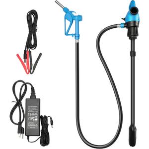 Electric Drum Barrel Pump, 12V DC/100-240V AC Power, 55 Gallon Drum Pump with 2-Inch Bung Adapter, 7.4 GPM Flow Rate, Suitable for DEF, Diesel, Antifreeze, Water-Based Fluids