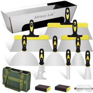 14-Piece Drywall Hand Tool Kit,Putty Knife Set with 14" Mud Pan & Storage Bag- Stainless Steel Paint Scraper Knife Tools for Drywall Repair, Applying Putty,Removing Wallpaper,Paint Scraping