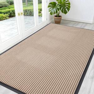 OLANLY Front Door Mat Indoor Outdoor Entrance, Waterproof Heavy Duty Doormat, Fade Resistant, Low Profile, Easy Clean Patio Porch Welcome Floor Mats for Entry, 59x30, Beige