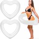 Junkin 47. 3 x 39. 4 Inch White Heart Pool Float Bachelorette Inflatable Swim Float Bride Pool Water Ring Loungers Tube Swimming for Engagement, Wedding, Summer Beach Party(2 Pcs)