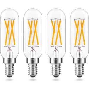 Vintage T8 Light Bulbs (Dimmable), E12 LED Bulb, 4W, Small Chandelier Base, 40 Watt Candelabra Incandescent Equivalent, Edison Filament Bulb for Home, 400 lm, Clear, Warm White 2700K (4 Pack)