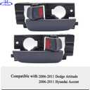 2Pcs Interior Door Handles for Hyundai Accent 2006 2007 2008 2009 2010 2011, Front Left Driver & Right Passenger Side Replaces# 826101E000, 826201E000, Textured Gray