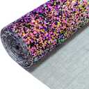 2 x Black Purple Chunky Glitter Faux Leather Roll 12 x 52 Inch, Sparkly Winter Halloween Mardi Gras PU Fabric for Holiday DIY Crafts Bows Earrings (16013#58)