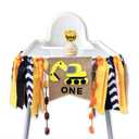 Construction Themed Highchair Banner for First Birthday Smash Cake Photo Shoot,Party Supplies and Decorations for Baby Boy's 1st Year Bday,Chair Garland for Picture Backdrop,Pre-assembles No Need DIY