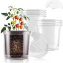 SupKing 5 Inch Clear Plant Nursery Pots Durable Plastic Seed Starter 8 Packs Large Orchid Flower Pot with Drainage Holes for Transplanting Succulents Cuttings Seedlings Bonus 15 Labels