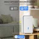 1000 sq.ft Dehumidifier for Home, Dehumidifiers for Basement, Bathroom, Bedroom with Auto Shut Off and Drain Hose, Built-in Aromatherapy Diffuser, 7 Colors LED Light, Quiet Sleep Mode(White)