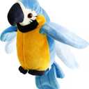 Houwsbaby 9'' Blue Electronic Musical Talking Parrot Plush Toy Interactive Toy,Recording Stuffed Animal Repeat What You Say Shake Wings Macaw Record Bird Toy for Kid Girl Easter