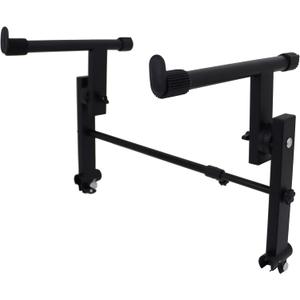 2 Tier Keyboard stand extension Electric Digital Piano Stand keyboard stand tier Adjustable piano stand for Stacking Keyboards, Electric Pianos, Synths, and Organs , Adjustable, Nonslip Arms and Feet Metal Black
