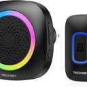 TECKNET Plug-in Wireless Doorbell with RGB Lighting & 1300 Feet Range,IP66 Waterproof Doorbell for Home/Classroom/Office/Business,60 Chimes,5-Level Volume,4.5-Year Battery Life(Black)