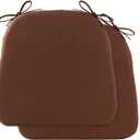 Battilo Chair Cushions for Dining Chairs with Ties, Indoor/Outdoor Kitchen Chair Pad with Non-Slip Backing, Dining Seat Cushion with Machine Washable Removable Cover, 16"x16"x2", Set of 2, Brown