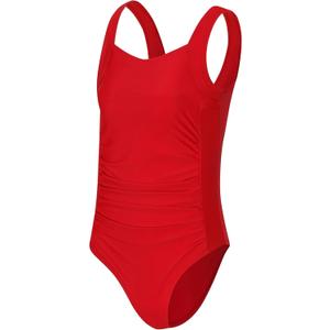 Girls One Piece Swimsuit Ruffled Teen Girl Swimsuit Size 6-16Y Wide Straps Girls' Swimwear for Bathing Suits Yizuoding003 (12 Years, Red)