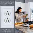 Pure White Decorative Outlet Covers Wall Plates, Bamboo Fiber Light Switch Covers, Natural Material Electric Receptacle Switch Plate Outlet Cover of various styles (1 Gang Duplex 4 Pack)