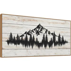 Tucai Decor Rustic Wood Grain Mountain Forest Wall Art for Living Room Bedroom Modern Framed Canvas Print Landscape Decor 20x40 Inch Serene Nature Home Art