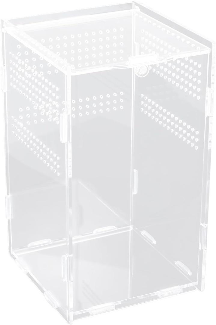 Micro Habitat Acrylic Enclosure, Jumping Spider Enclosure, Plant Greenhouse, Enclosure for Small Tree Dwelling Reptiles, Amphibians, Spiders & Other Invertebrates (4.7  4.7  7.8in)