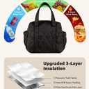 Quilted Puffer Lunch Bag for Women, Leakproof Lunch Box for Adult Girls, Large Capacity Reusable Lunch Box for Work School Picnic Travel (Black)