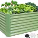 4x2x2ft Raised Garden Bed - Galvanized Deep Root Planter Boxes Outdoor with Wing Nuts and Safety Edges for Gardening Vegetables, Flowers, Herbs, Succulents - Olive Green (422FT(1pcs))