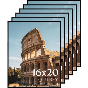 QUTREY 16x20 Poster Frames 6 Packs, Black 16x20 Frames for Wall Mounting, Display 16 x 20 Posters, Photos & Art Prints Vertically or Horizontally