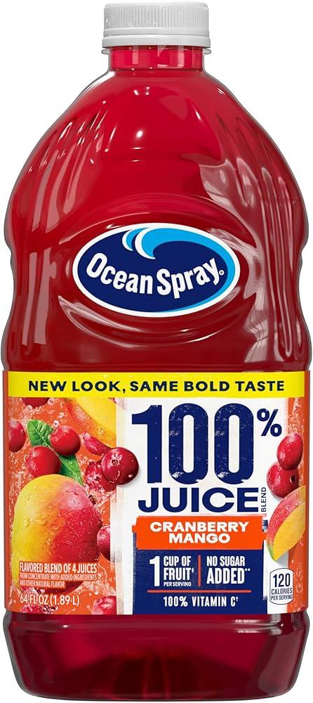 Cranberry Mango Juice Best By 04/06/26,  64 Fl Oz Bottle (Pack of 8)