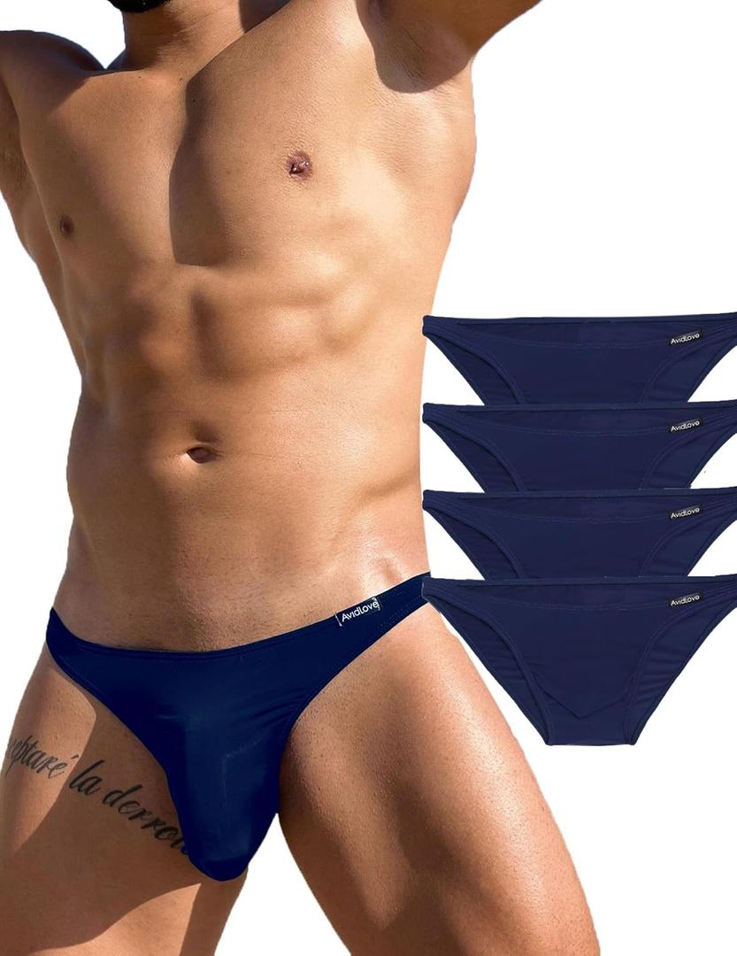 Avidlove Underwear Men's 4 Pack Classic Low Rise Stretchy Hip Briefs Bikini (Medium)