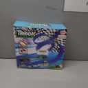 16 Ft Flexible Car Race Track, Flex Ramp with 12 Suction Cups, Compatible with Hot Wheels and Diecast 1/64th Cars, Double Tracks Long Rolls Up Portable Racetrack (Blue)