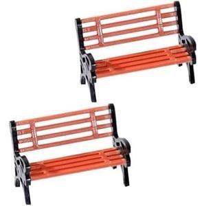 2 Pcs Miniature Park Bench Set, Mini Park Street Seats Bench Chairs Kit Dollhouse Furniture DIY Accessories for Fairy Garden Decor