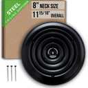 Fits 8 Inch Neck Air Duct | Steel Round Air Supply Diffuser for Ceiling by Handua | Round Diffuser Vent Cover | Black | Outer Dimension: 11-15/ 16"