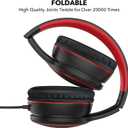 RORSOU R10 Over-Ear Headphones with Microphone, Lightweight Folding Stereo Bass Headset with 1.5M No-Tangle Cord, Portable Wired Headphones for Smartphone Tablet Computer MP3 / 4 (Black)