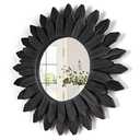 Honiway Black Wall Decor Wall Mirror 12 inch Boho Wall Decor Wood Decorative Mirror for Room Decor Home Decor for Bedroom Living Room Bathroom Kitchen Black