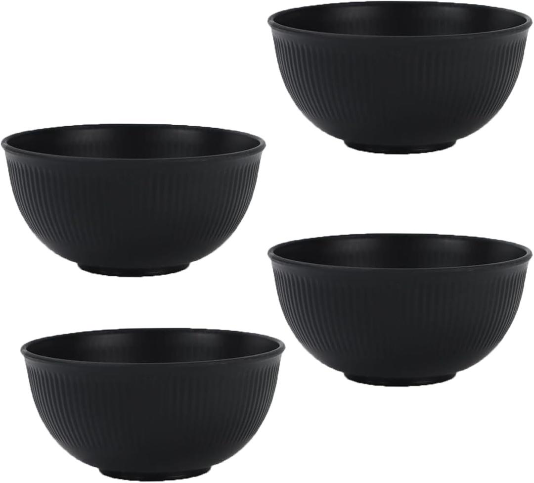 Unbreakable Cereal Bowls Set, Wheat Straw Bowl Sets Set of 4, Large Lightweight Bowls Made of Wheat Straw Fiber Ideal for Salad, Soup, Ramen, Noodles, Oatmeal Black
