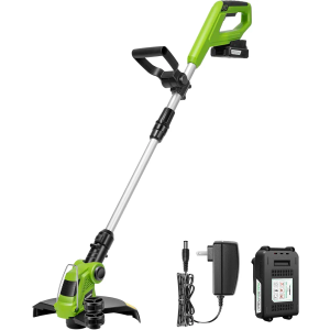VIVOSUN 12” Cordless String Trimmer and Edger, 20V 2.0Ah Weed Eater, 2-Speed Control with Adjustable Head, Pole & Handle, Spool, Lightweight & Compact Trimmer, Battery and Fast Charger Included