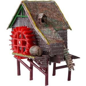 RUIAN Aquarium Decorations Waterwheel Hut (Big Water Truck) Air Action Aerating Fish Tank Ornaments Air Bubbler Movement Decorations (Redbrown)