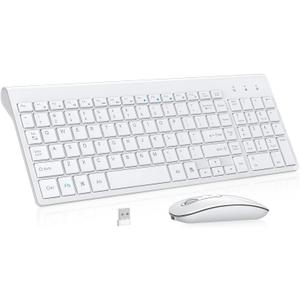 cimetech Wireless Keyboard and Mouse, [Rechargeable Mouse][Silent Scissor Switch Key][Labor-Saving Buttons]Ultra Slim Wireless Computer Keyboard and Mouse, Easy Setup for PC/Laptop/Mac/Windows - White (4-White)