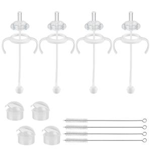 Straw Cup Conversion Kit for Pigeon Bottles，Glass Baby Bottle Transition Kit with Weighted Straw, Soft Straw Nipples & EasyGrip Handle, 8m+, 4Pack