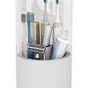 Toothbrush Holder with Cover 360 Rotating 4 Compartments Bathroom Toothpaste Electric Toothbrush Organizer, White